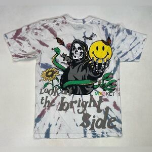 Chinatown Market Smiley Grim Reaper Graphic Men Small White Tie Dye Short Sleeve